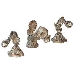 Elegant Sherle Wagner Vintage Dolphin Faucet Set in Silver Finish