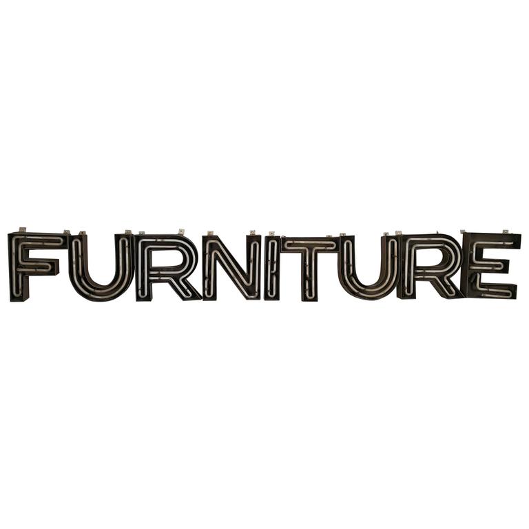 Mid-Century Modern Steel Incased Neon Letters,,"Furniture ...