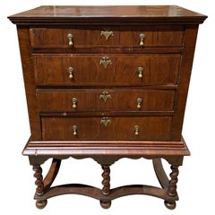 Used 18th Century English Walnut Chest on Stand with Barley Twist Legs