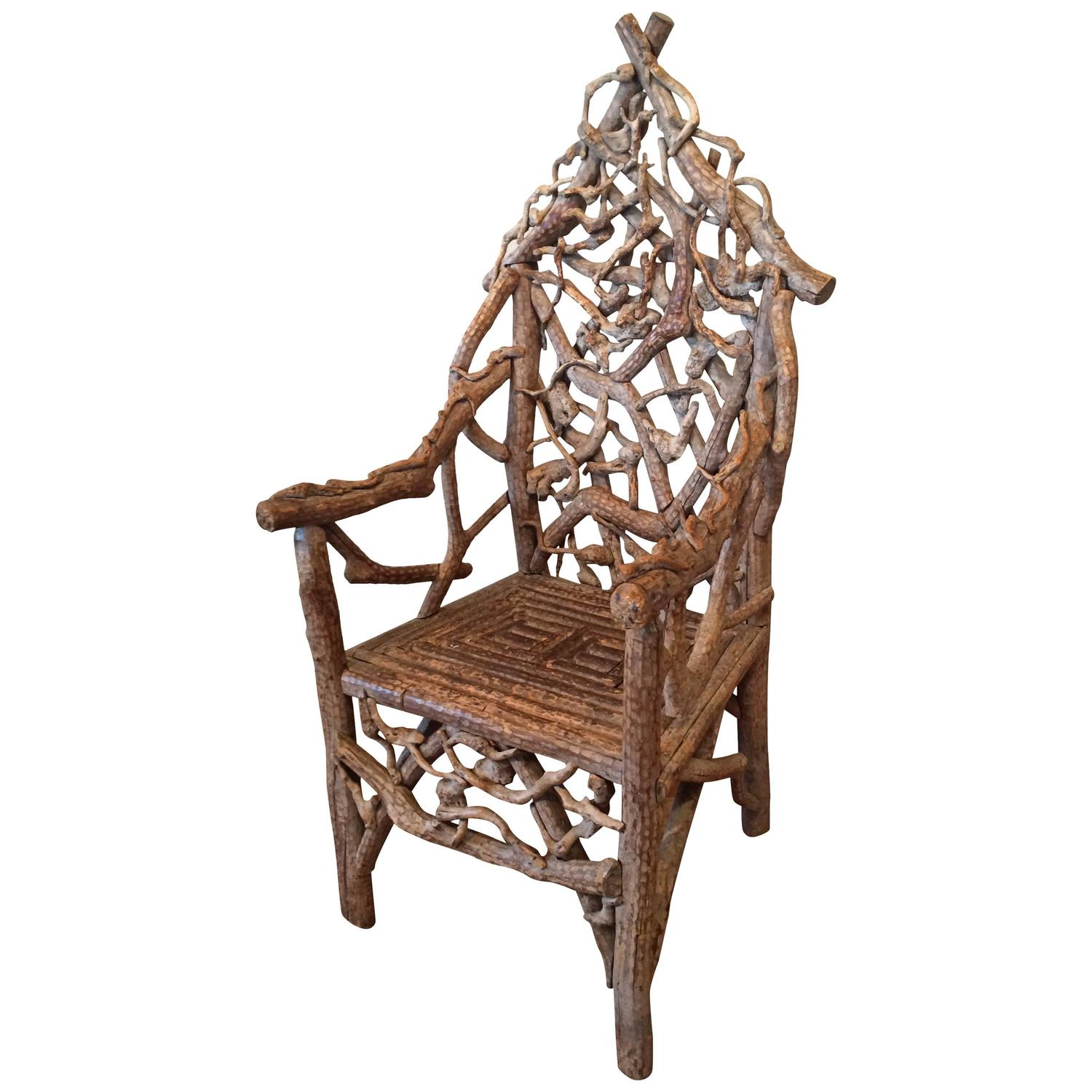 Extraordinary 19th Century Adirondack Twig Chair For Sale