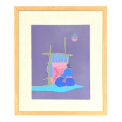 Vintage Boho John Nieto, signierte Lithographie auf Papier, Boho