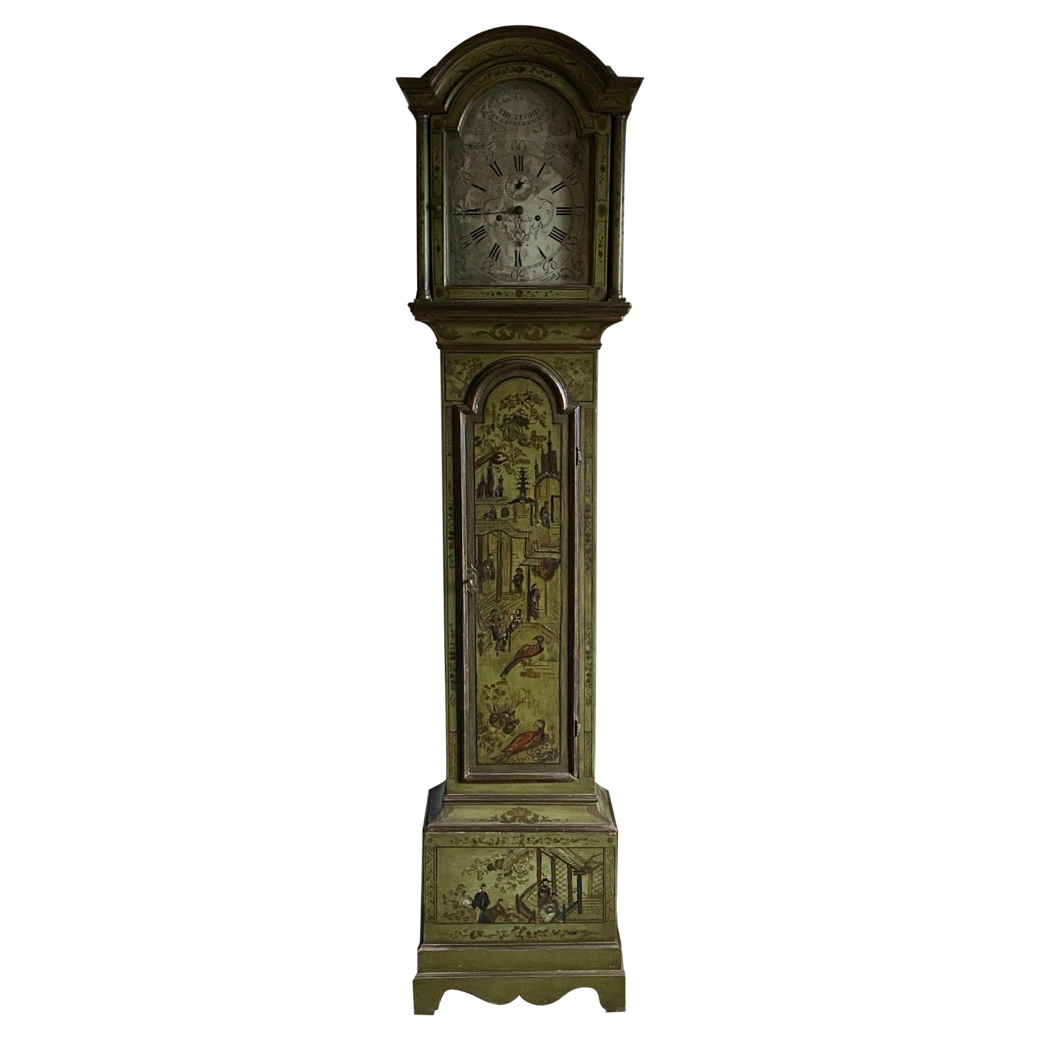 Pendule à long boîtier laqué vert