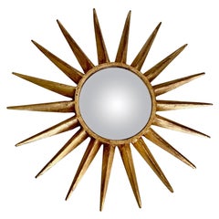 Sunburst Gilt Metal Convex Wall Art Mirror