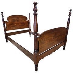 American Colonial Style Walnut Semi-Poster Full Size Bedframe
