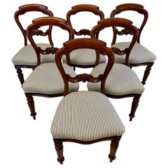 Antique Victorian Mahogany Carved Set of 6 Dining Chairs