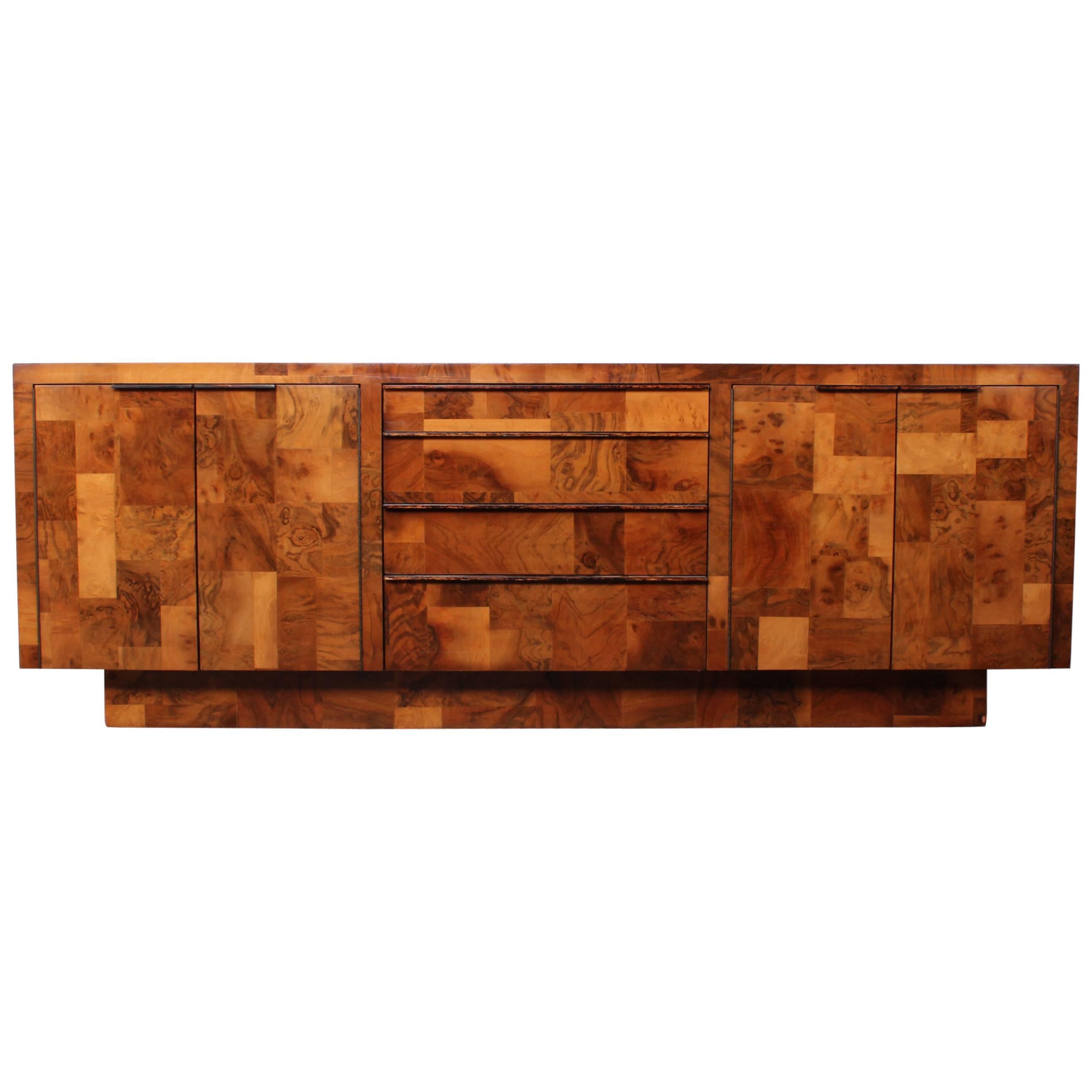 Patchwork Burl Credenza by Paul Evans
