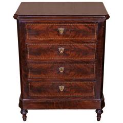 Petite Louis Philippe Commode with Bookmatched Front and Marquetry Inlay