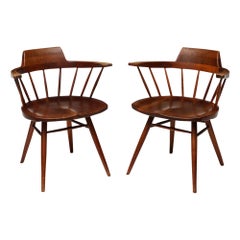 Sessel von George Nakashima, schwarzes Nussbaumholz, signiert mit dem Namen der Kunden