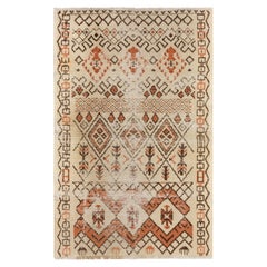 4'x6' One of a kind Vintage Handmade Turkish Rug in Beige, Orange & Brown Colors