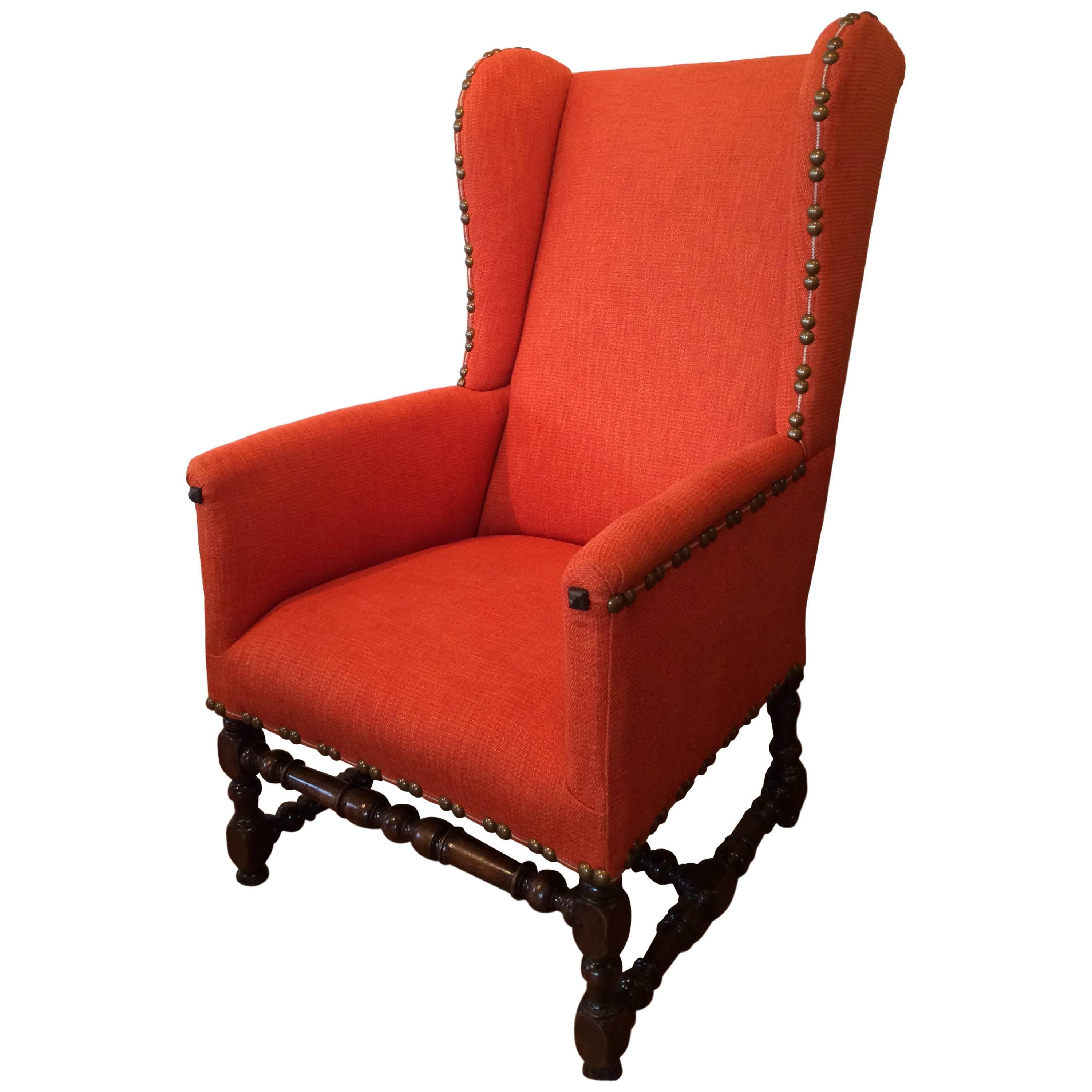 Rare 17th Century Louis XIV Period Wing Chair