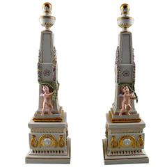 Pair of Rare Royal Copenhagen Flora Danica Pedestals, Early 20th Century Pair of Rare Royal Copenhagen Flora Danica Pedestals, Early 20th Century