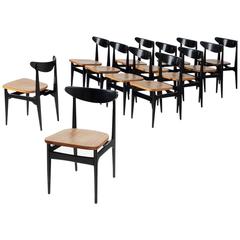 Set of 12 Black Wooden Dining Chairs 11