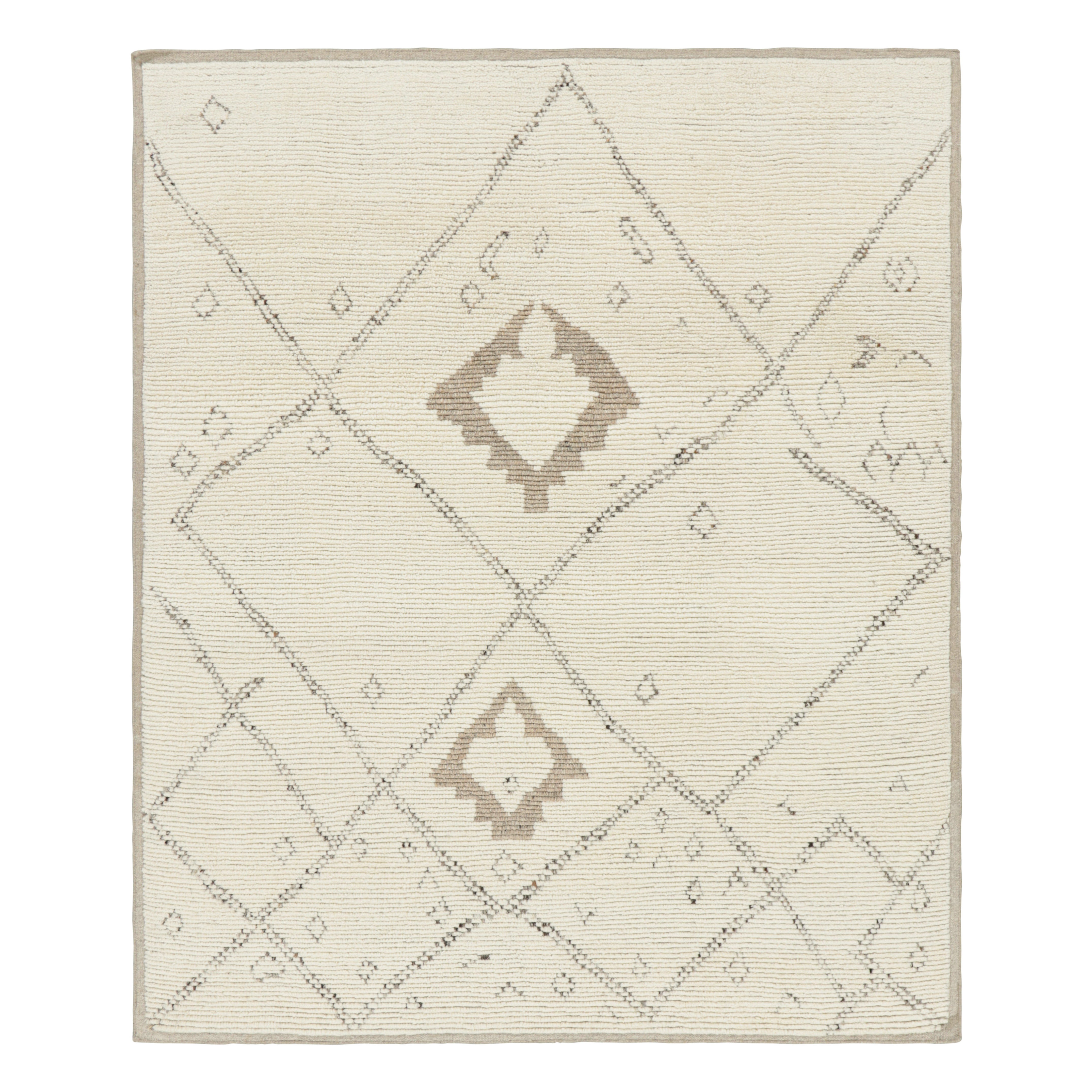 Rug & Kilim’s Moroccan Rug in Cream with Geometric Patterns