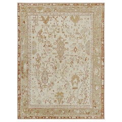 Rug & Kilim’s Oushak Style Rug in White with Gold Floral Patterns