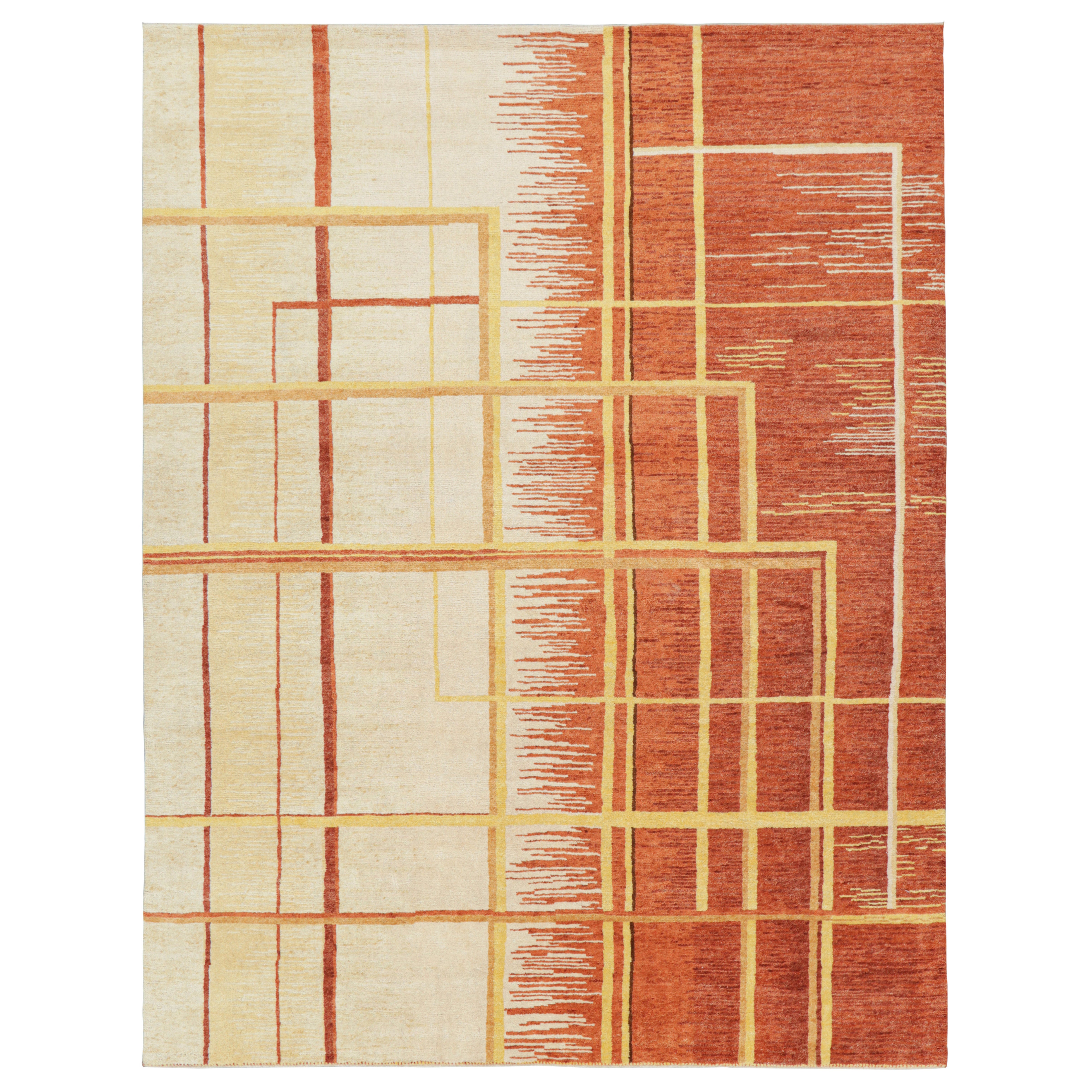 Alfombra francesa Art Déco de Rug & Kilim con vibrantes motivos geométricos en venta