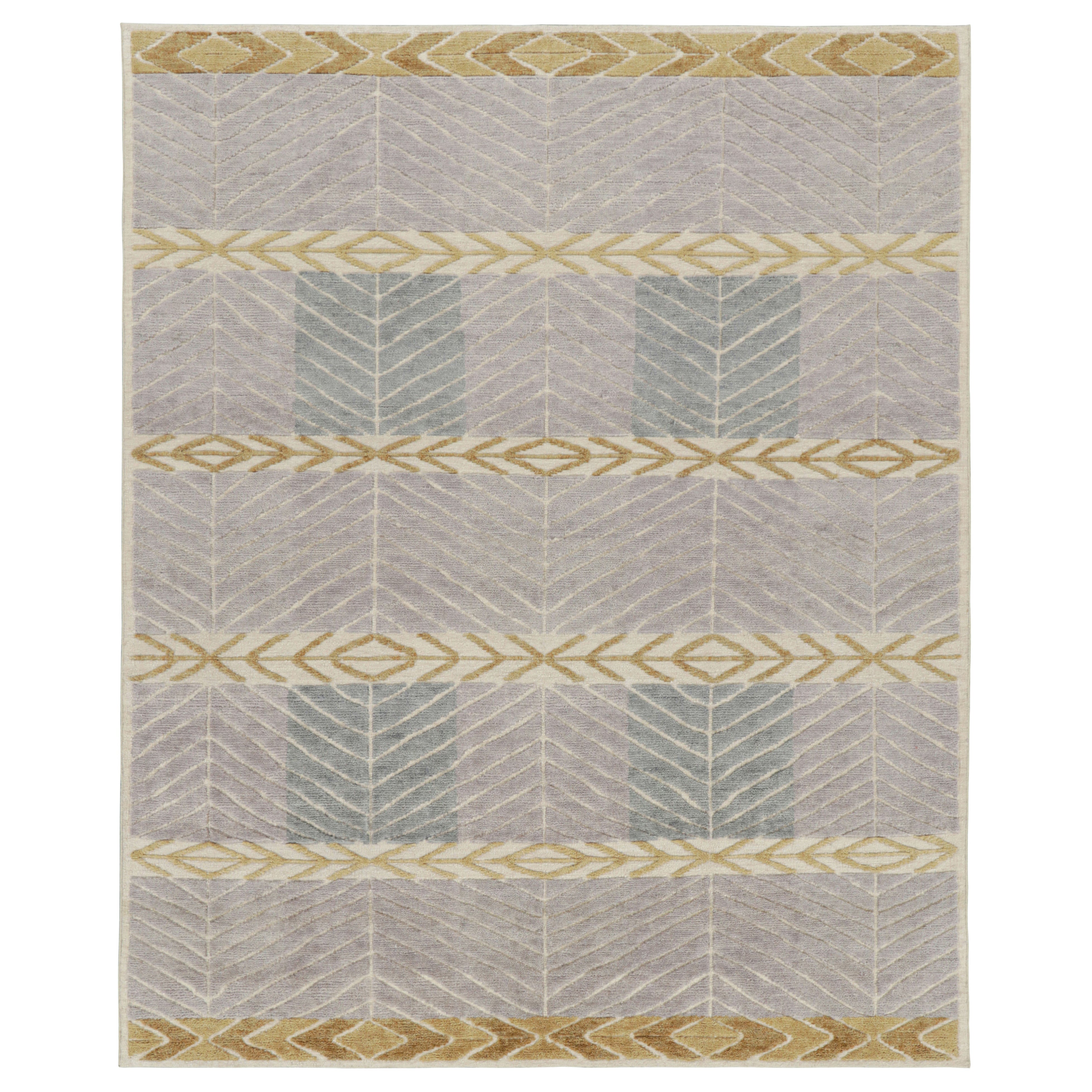 Rug & Kilim's Teppich im skandinavischen Stil mit grauem und beige-braunem geometrischem Muster