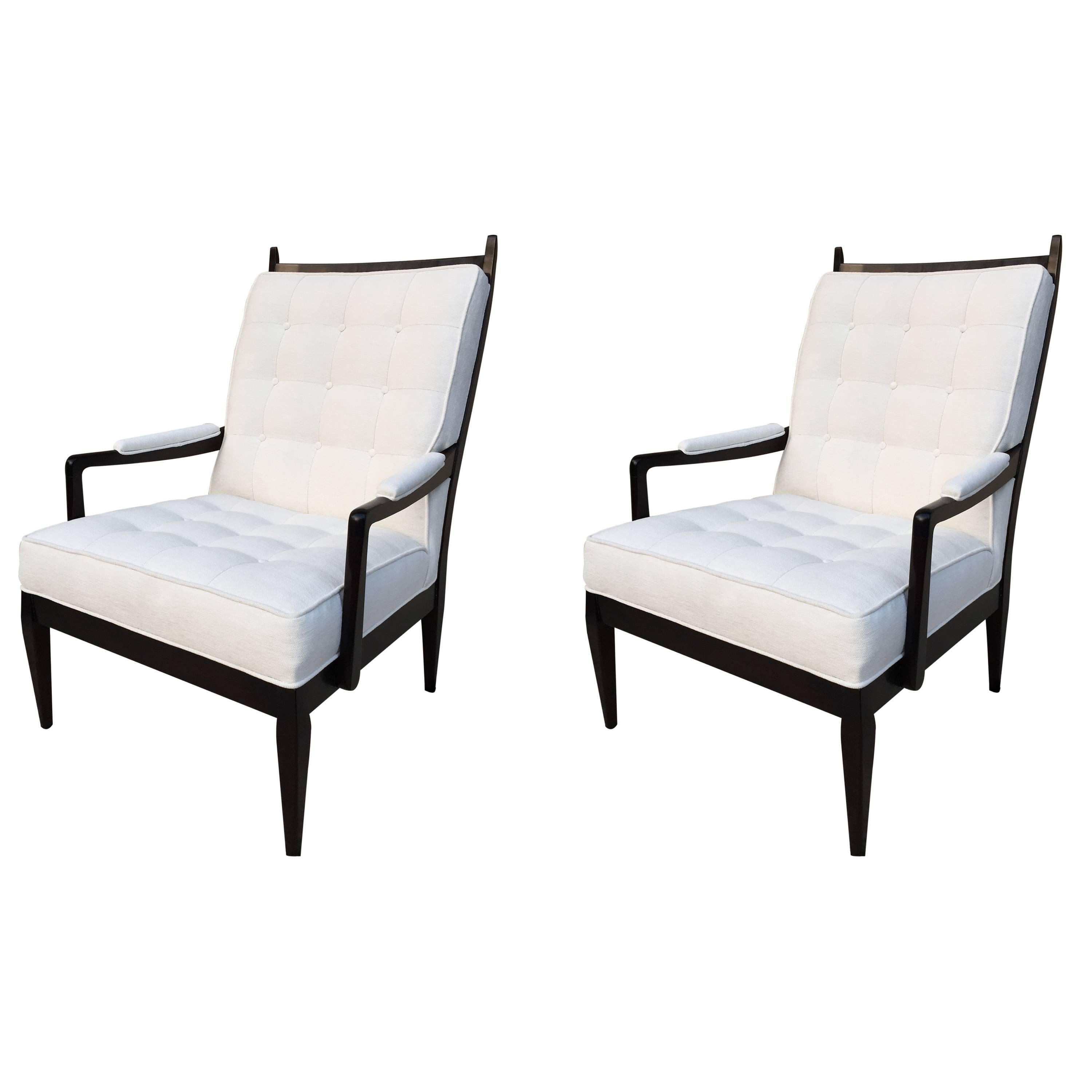 Pair of High Back Elegant Club Chairs