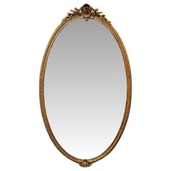 19th Century Rare Large  Giltwood Oval Overmantel Mirror