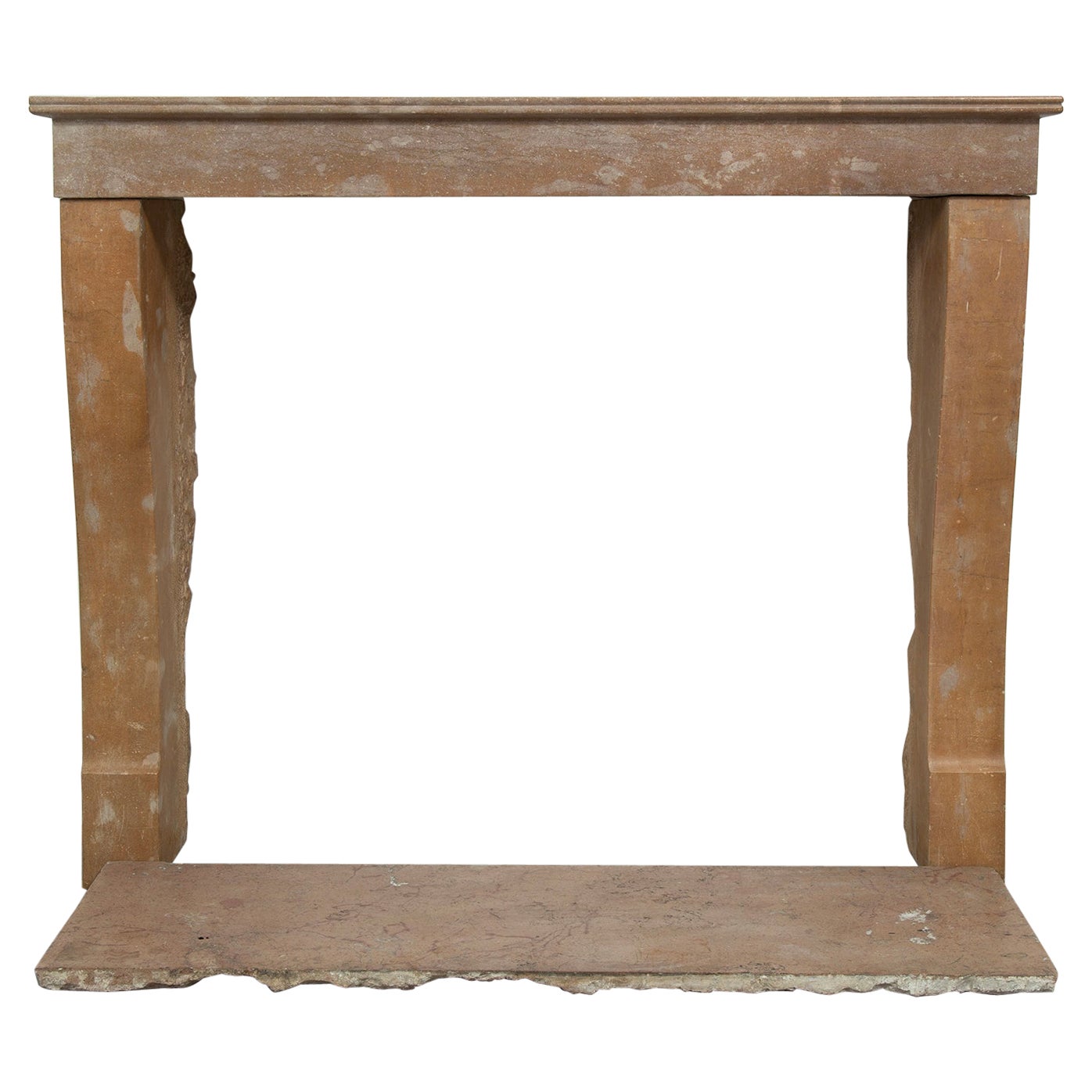 Cosy Colored French Style Limestone Fireplace with Hearth For Sale