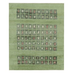 Rug & Kilim’s French Art Deco Style Rug in Green with Geometric Patterns