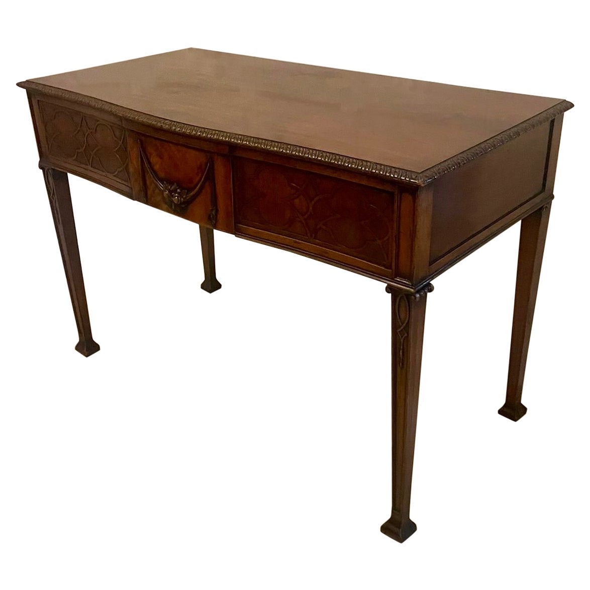 Ancienne table de service/console en acajou sculpté de qualité victorienne