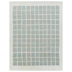 Alfombra francesa estilo Art Déco de Rug & Kilim en blanco con motivos geométricos azules