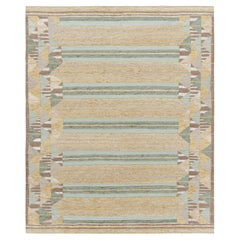 Rug & Kilim’s Scandinavian Style Rug in Golden-Brown with Geometric Stripes