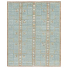 Rug & Kilim’s Scandinavian Style Rug in Blue with Geometric Patterns