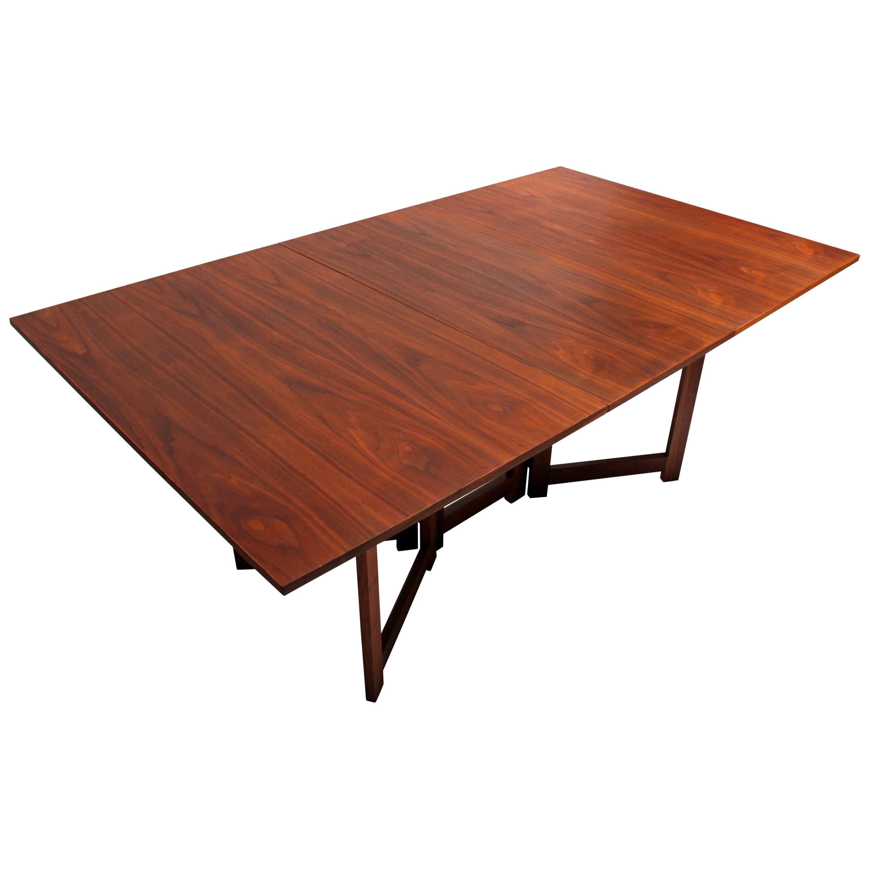 Mid-Century Stanley Young Drop-Leaf Walnut Dining Table for Glenn of California