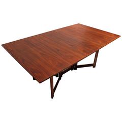 Mid-Century Stanley Young Drop-Leaf Walnut Dining Table for Glenn of California