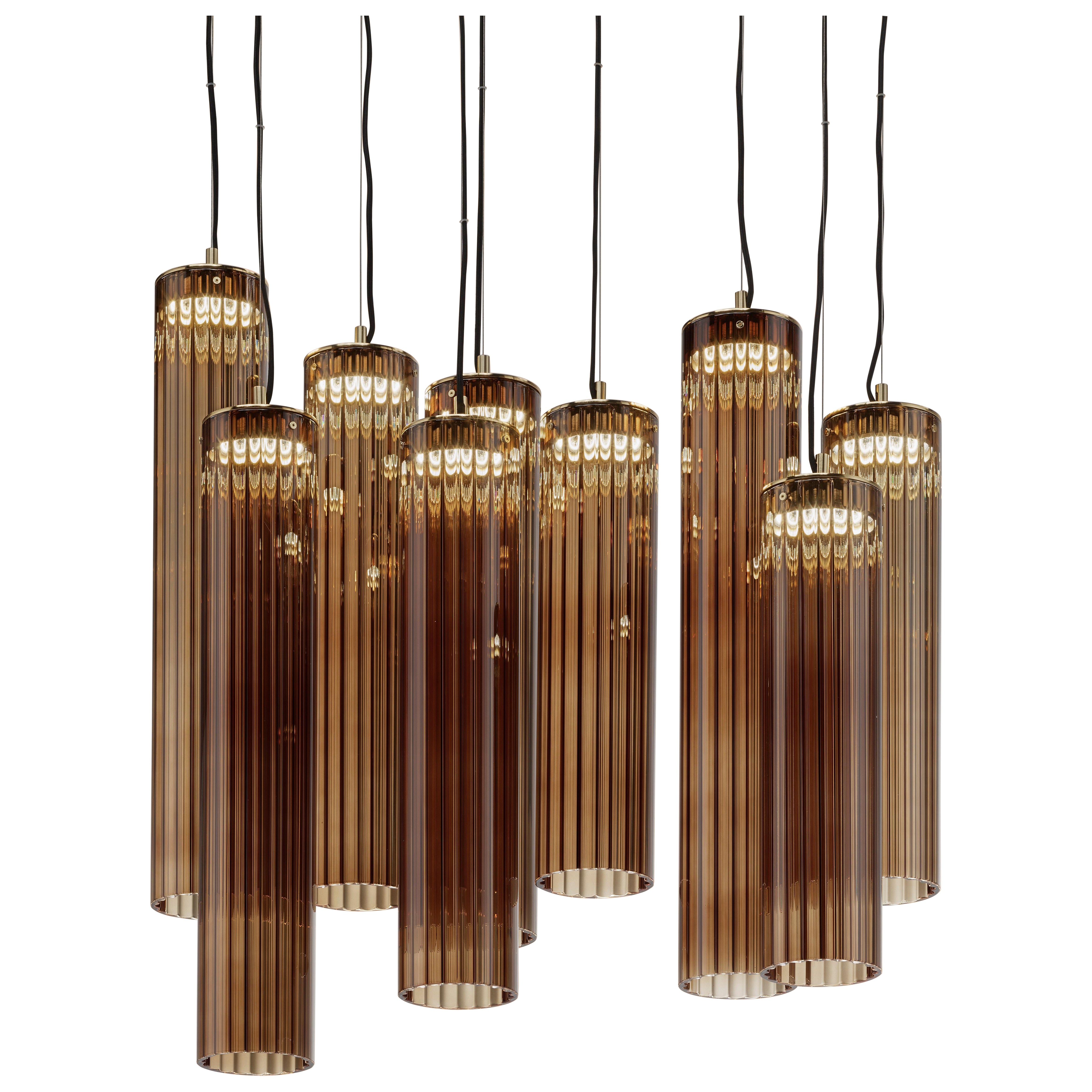 Lampada a sospensione Itala S9 Tobacco di Euroluce Lampadari
