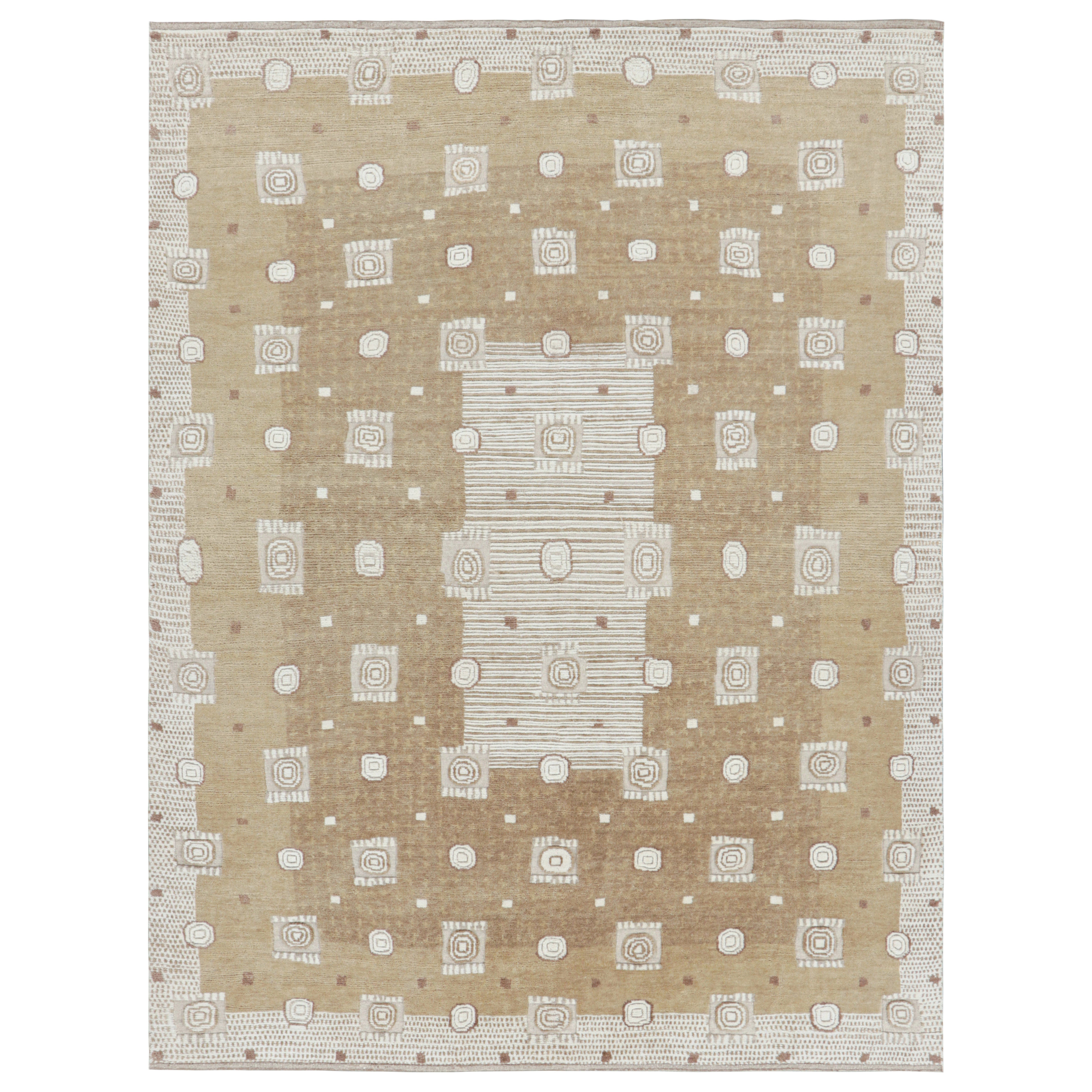 Tapis de style scandinave à motifs géométriques bruns et blancs de Rug & Kilim