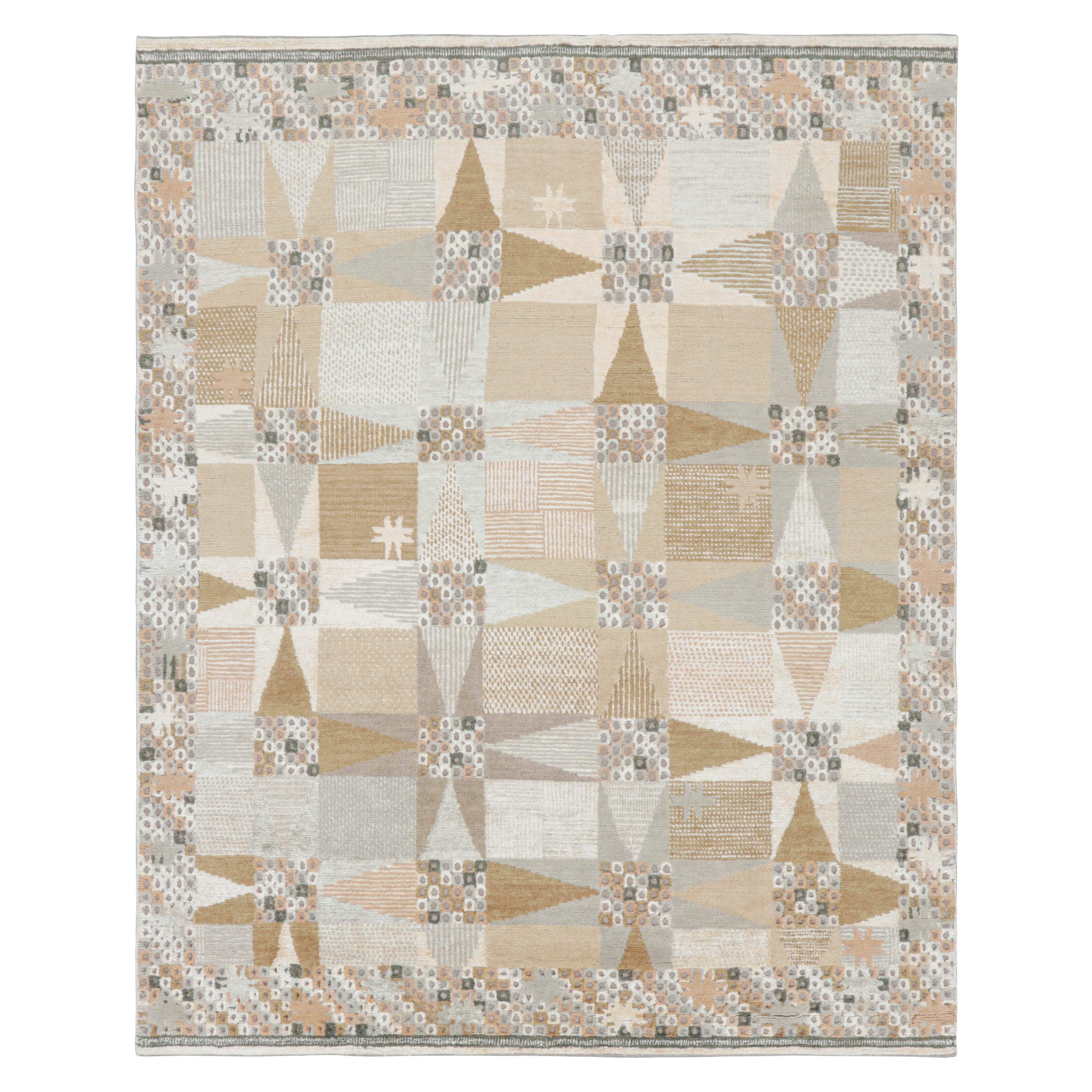 Rug & Kilim's Teppich im skandinavischen Stil mit beige-braunen geometrischen Mustern