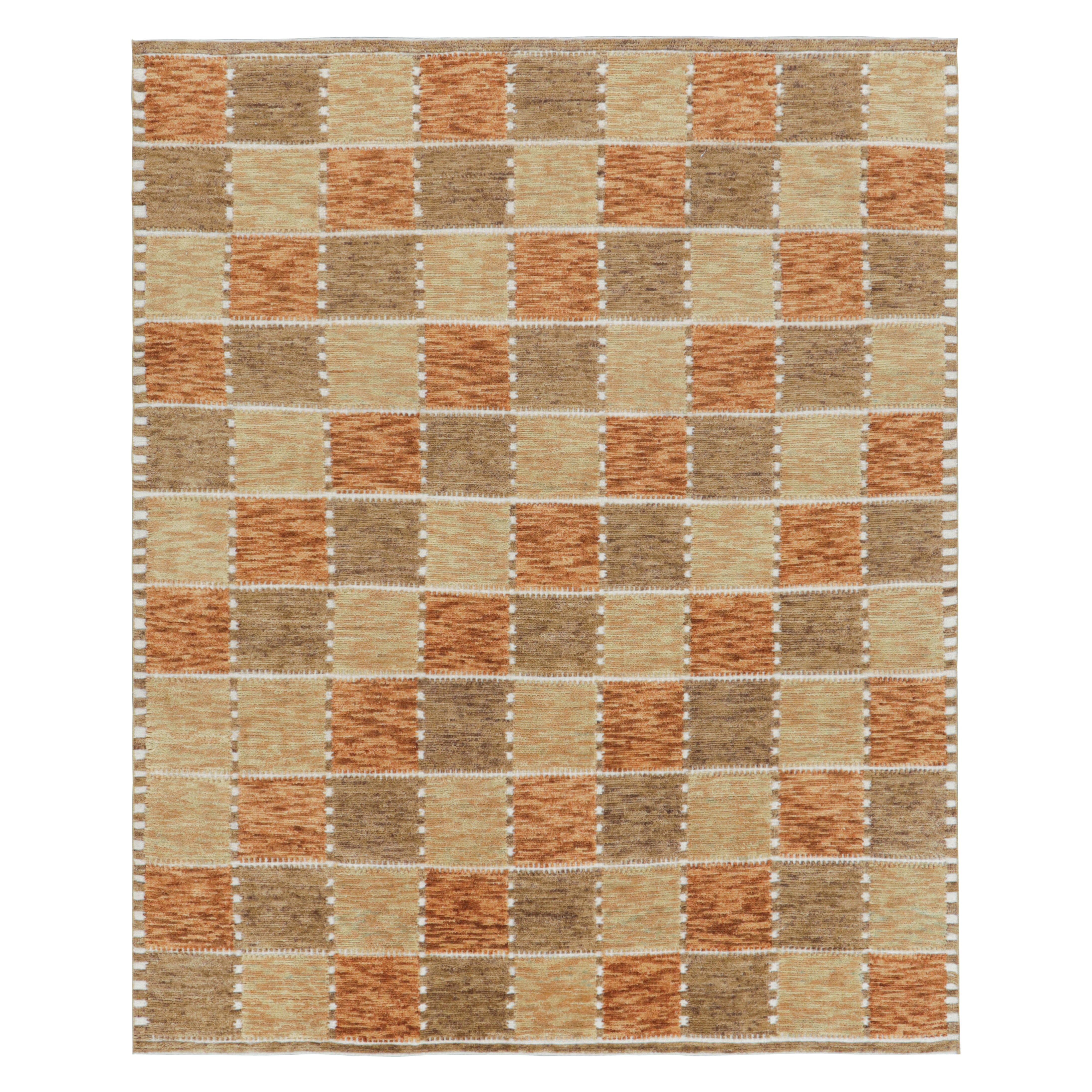 Rug & Kilim's Teppich im skandinavischen Stil in Beige-Braun und Rost Geometrisch gemustert