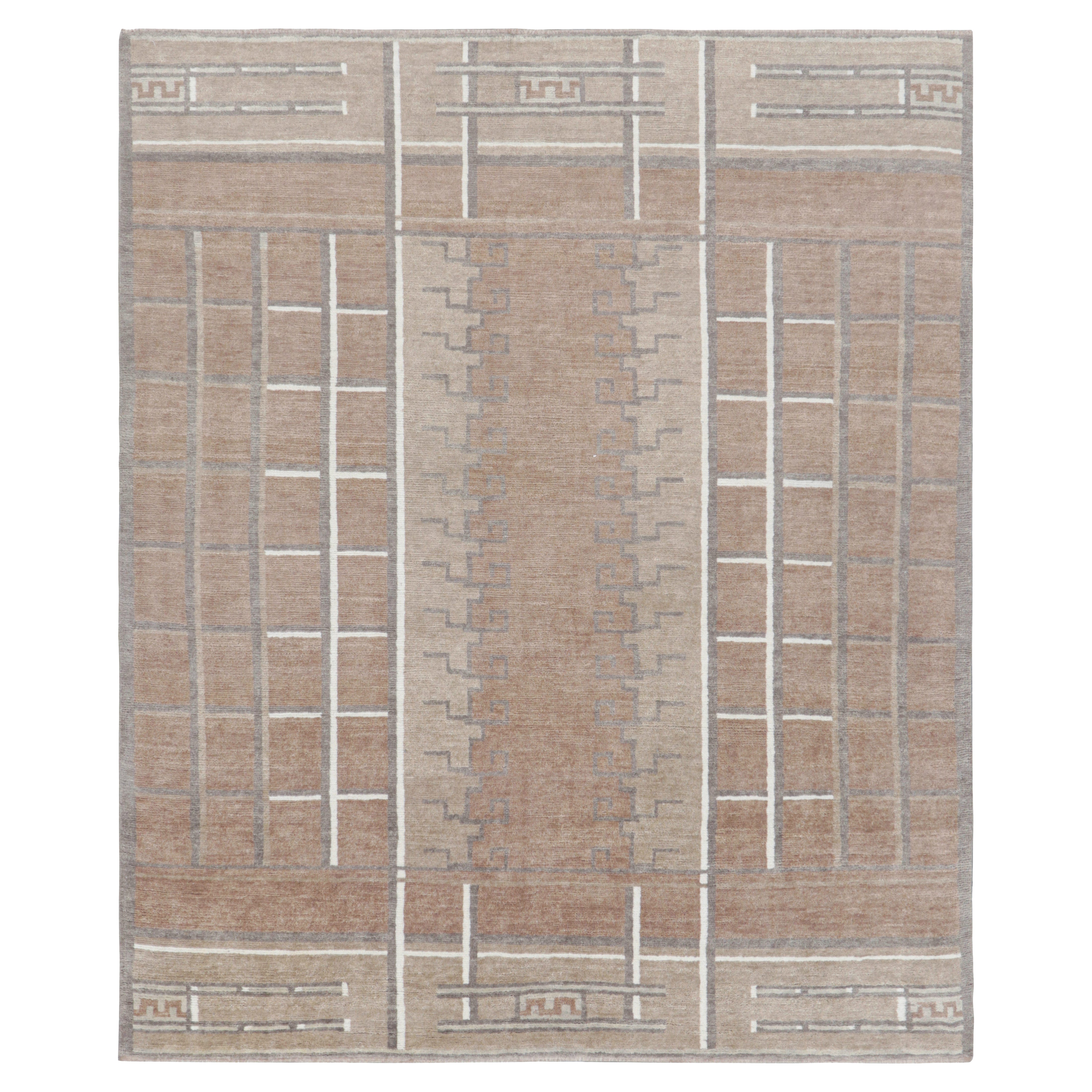 Rug & Kilim’s Scandinavian Style Rug in Brown with Geometric Patterns