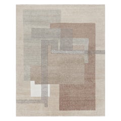 Rug & Kilim's französischer Art-Deco-Teppich in Beige-Braun & Grau mit geometrischen Mustern