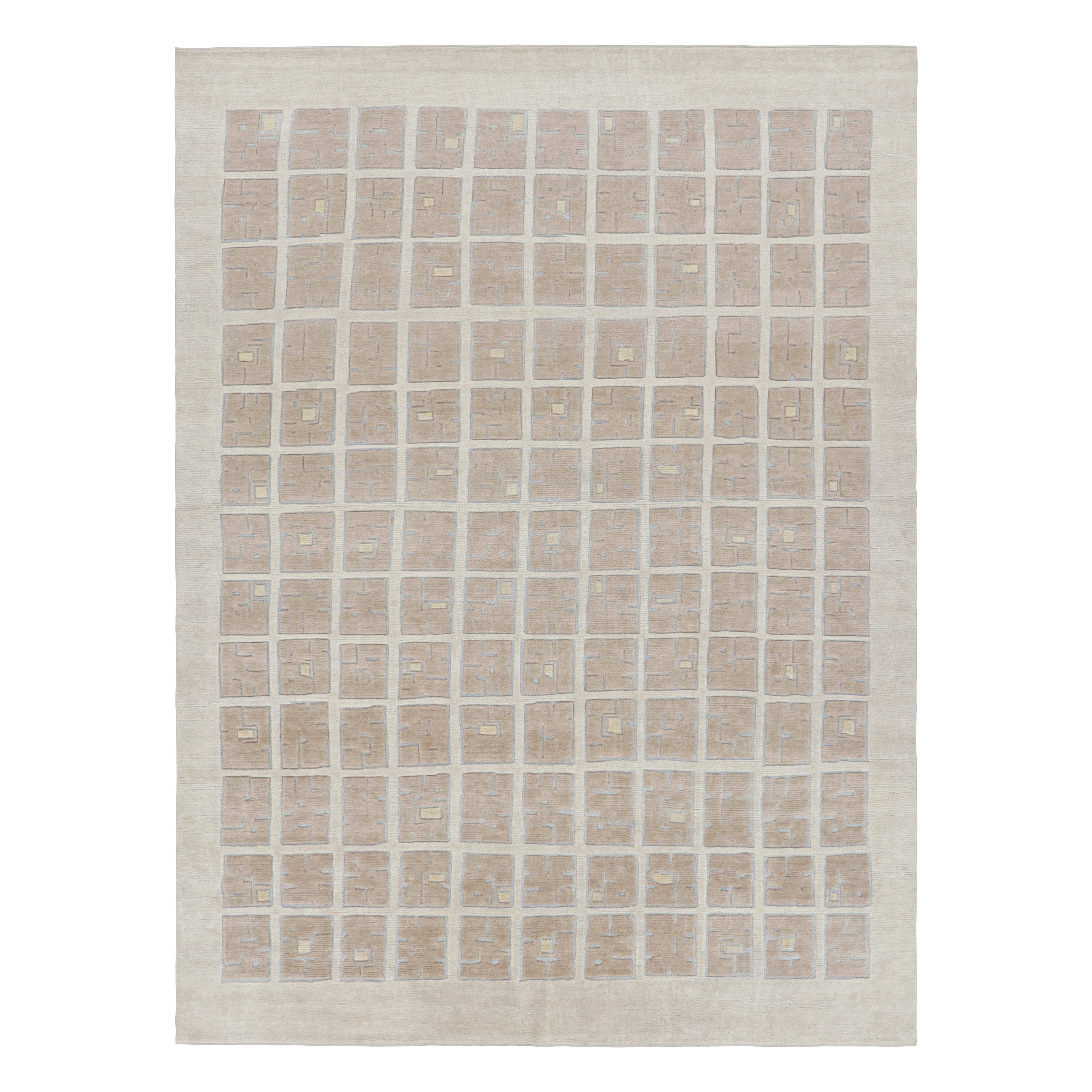 Rug & Kilim’s Modern French Art Deco Style Rug in Beige-Brown and Cream Tones