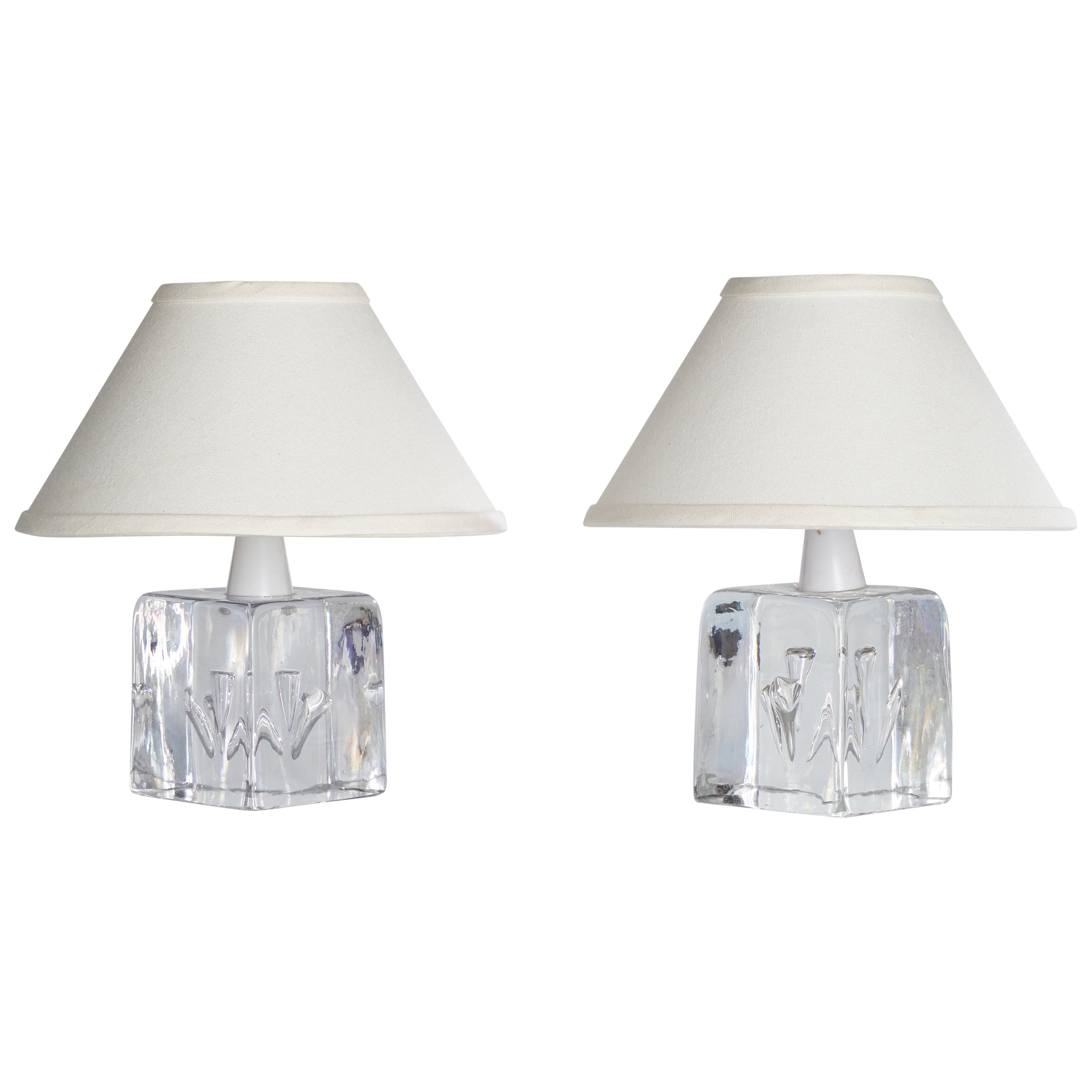 Schwedischer Designer, Tischlampen, Glas, Schweden, 1960er Jahre