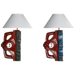 Gianni Pinna, Lampade da tavolo, Wood, Ceramica, Italia, anni '70
