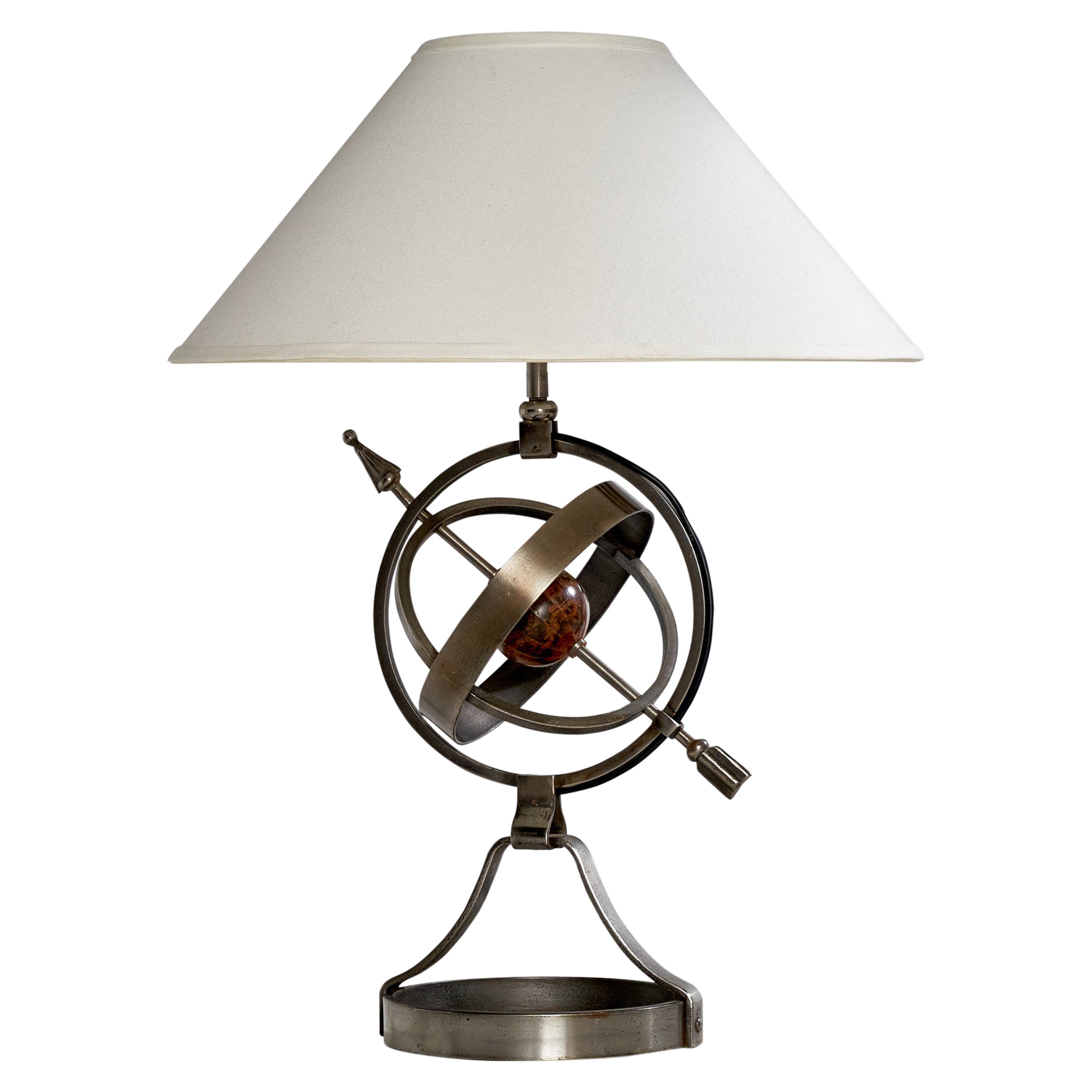 Jean-Pierre Ryckaert, Lampada da tavolo, Acciaio, Cartapesta, Francia, anni '50 in vendita
