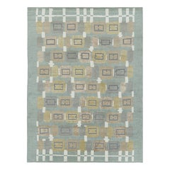 Rug & Kilim’s Scandinavian Style Rug in Blue with Beige-Brown Geometric Patterns