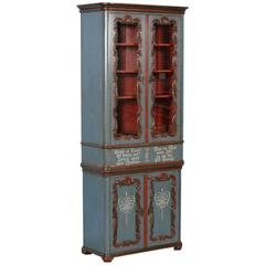 Antique Display Cabinet with Original Paint from Denmark, circa 1860