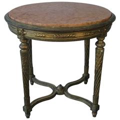 19th Century Italian Rose Marble Gueridon Center Table