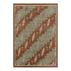 Rug & Kilim’s Scandinavian Style Rug in Green and Brown with Geometric Patterns