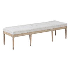 19th c. Swedish Gustavian Period Bench or Footstool in Original Paint