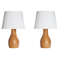 Créateur suédois, lampes de table, pin, Suède, années 1970