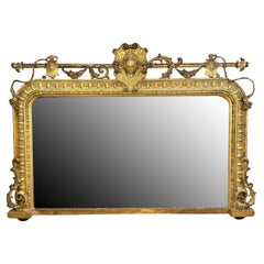 19th Century Renaissance Revival Giltwood Overmantle Mirror