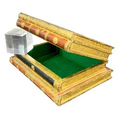 Italian Florentine Rectangular Wood Faux Book Jewelry Box
