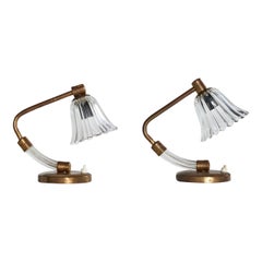 Designer italiano, Lampade da tavolo, Ottone, Vetro, Italia, anni '50