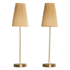 EAE, Table Lamps, Brass, Fabric, Sweden, 1950s